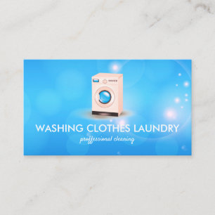 Carte De Visite Lessive Bleue Rose Nettoyage Lavage De Vêtements