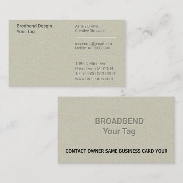 Carte De Visite Letterpress Simple Business Man Company (Devant / Derrière)