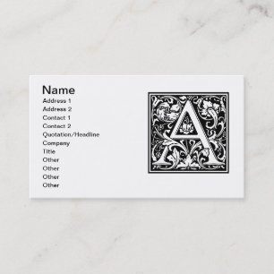 Carte De Visite Lettre A Monogramme Médiéval Art Nouveau