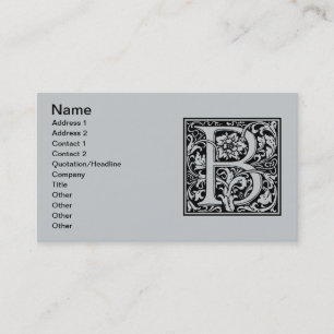 Carte De Visite Lettre B Monogramme médiéval Art Nouveau