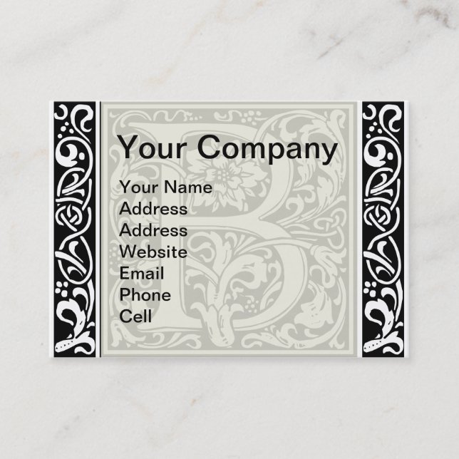 Carte De Visite Lettre B Monogramme médiéval Art Nouveau (Devant)