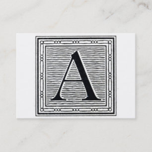 Carte De Visite Lettre bloc "A" Woodblock Initial