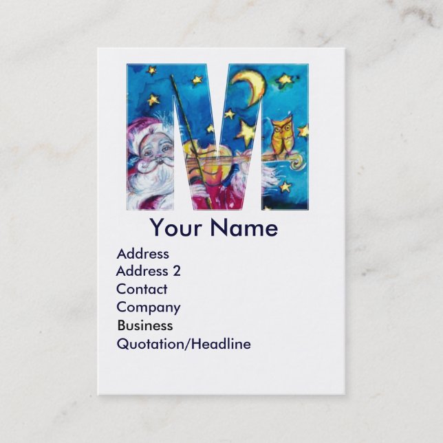 CARTE DE VISITE LETTRE DE NOËL M / MONOGRAM PÈRE NOËL INSPIRÉ (Devant)