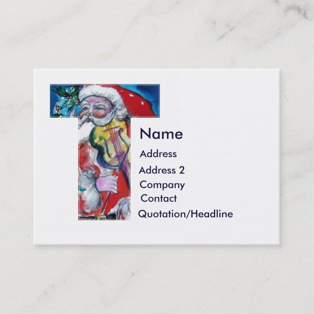 CARTE DE VISITE LETTRE DE NOËL / PÈRE NOËL AVEC MONOGRAM DE VIOLON (Devant)