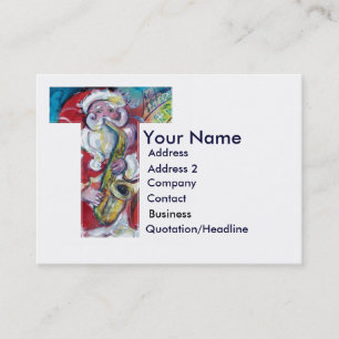 CARTE DE VISITE LETTRE DE NOËL / SANTA CLAUS AVEC SAX