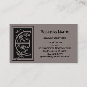 Carte De Visite Lettre décorative E vintage de monogramme victorie