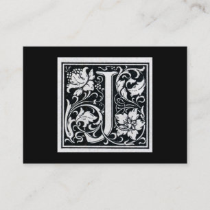 Carte De Visite Lettre décorative "J" Woodcut Woodblock Initial