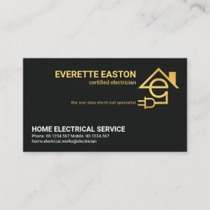 Carte De Visite Lettre d'or minimaliste E Electric Home Power Plug