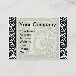 Carte De Visite Lettre F Monogramme médiéval Art Nouveau