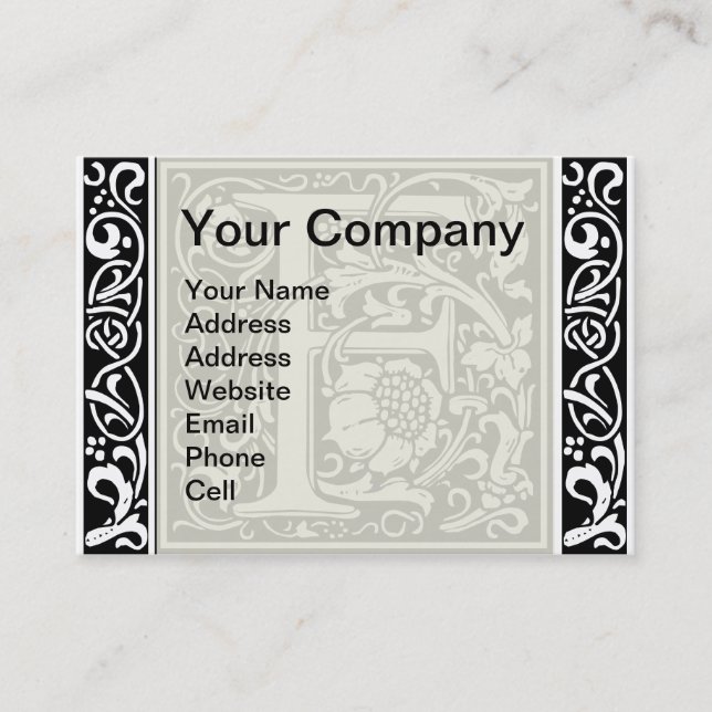 Carte De Visite Lettre F Monogramme médiéval Art Nouveau (Devant)