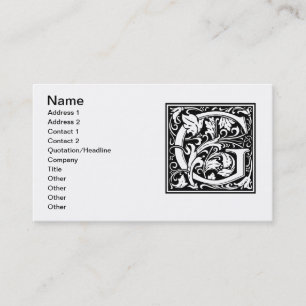 Carte De Visite Lettre G Monogramme médiéval Art Nouveau