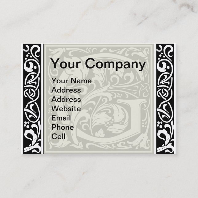 Carte De Visite Lettre G Monogramme médiéval Art Nouveau (Devant)