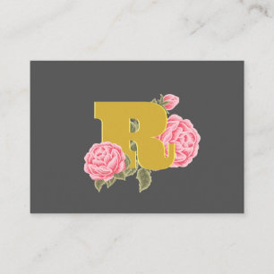 Carte De Visite Lettre initiale du Rose floral Monogramme Nom Coup