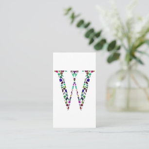 Carte De Visite Lettre initiale W Gemstone Design