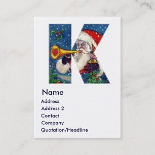 CARTE DE VISITE LETTRE K DE NOËL / MONOGRAMME BUGLER DE PÈRE NOËL