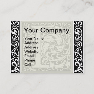 Carte De Visite Lettre L Monogramme médiéval Art Nouveau
