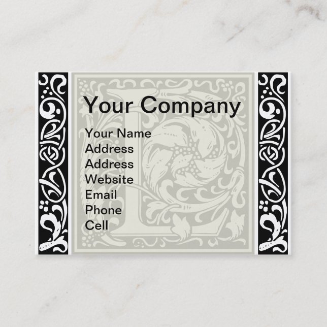 Carte De Visite Lettre L Monogramme médiéval Art Nouveau (Devant)