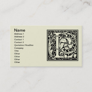 Carte De Visite Lettre L Monogramme médiéval Art Nouveau