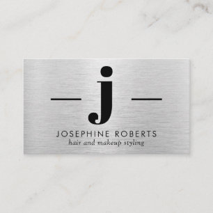 Carte De Visite LETTRE Métal Brossé Argent J Maquillage de cheveux