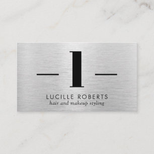 Carte De Visite LETTRE Métal Brossé D'Argent L Maquillage De Cheve