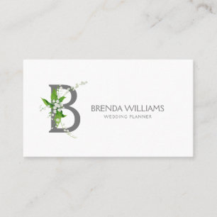 Carte De Visite Lettre monographique florale de bouquet blanc B