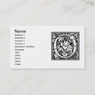 Carte De Visite Lettre O Monogramme Médiéval Art Nouveau