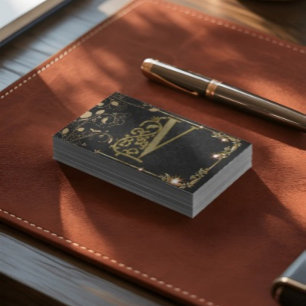 Carte De Visite Lettre or élégant Monogramme Professionnel
