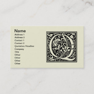Carte De Visite Lettre Q Monogramme médiéval Art Nouveau