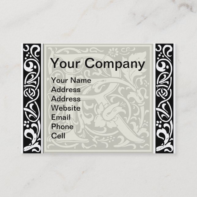 Carte De Visite Lettre R Monogramme médiéval Art Nouveau (Devant)
