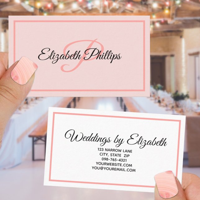 Carte De Visite LETTRE Rose SIMPLE DE BASE MONOGRAPHIQUE Professio (Créateur téléchargé)