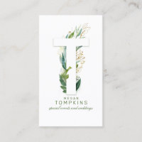 Lettre T Monogramme Or Verdure Feuille Élégant