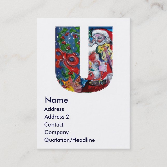 CARTE DE VISITE LETTRE U DE NOËL / PÈRE NOËL AVEC MONOGRAM DE VIOL (Devant)