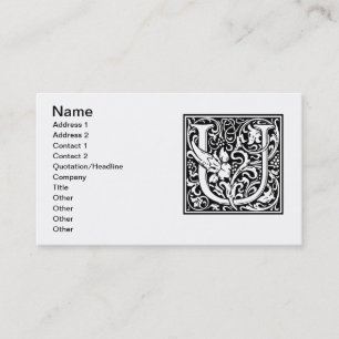 Carte De Visite Lettre U Monogramme médiéval Art Nouveau