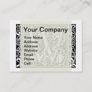 Carte De Visite Lettre W Monogramme médiéval Art Nouveau