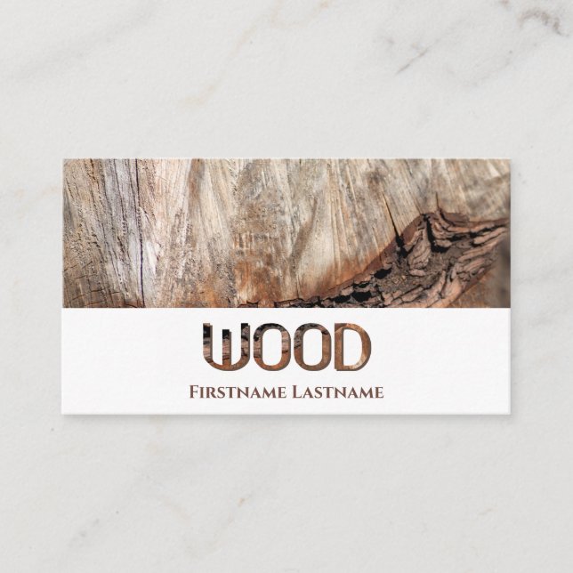 Carte De Visite Lettres 100% naturelles en bois organique (Devant)