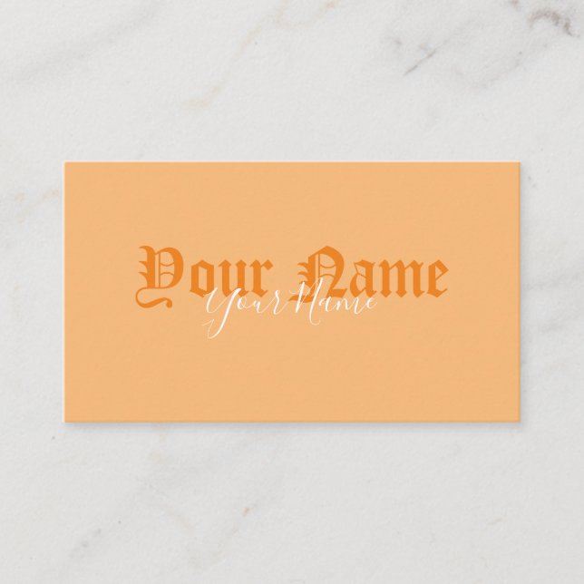 Carte De Visite Lettres anciennes oranges simplement élégantes (Devant)