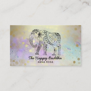Carte De Visite *~* Levé à la main Elephant Lunar Bouddha Or
