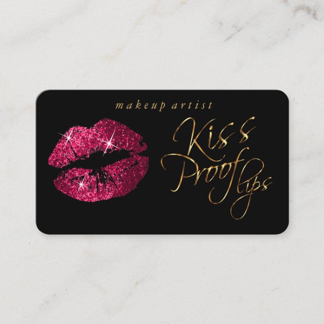 Carte De Visite Lèvres à preuve Kiss - Parties scintillant rose ch (Devant)