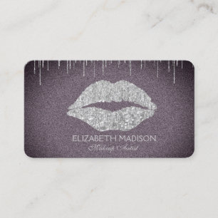 Carte De Visite Lèvres de parties scintillantes d'argent de