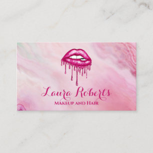 Carte De Visite Lèvres glamées à Parties scintillant rose glamour