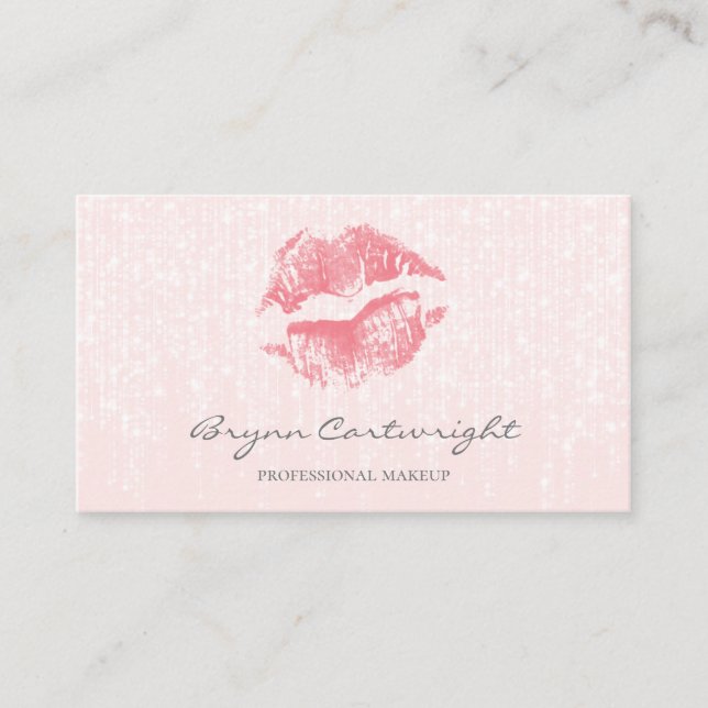 Carte De Visite Lèvres Kiss Roses avec Lumières Twinkle subtile (Devant)
