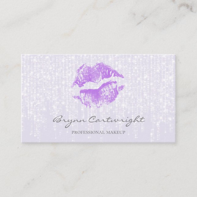 Carte De Visite Lèvres Kiss Violet avec Lumières Twinkle subtile m (Devant)