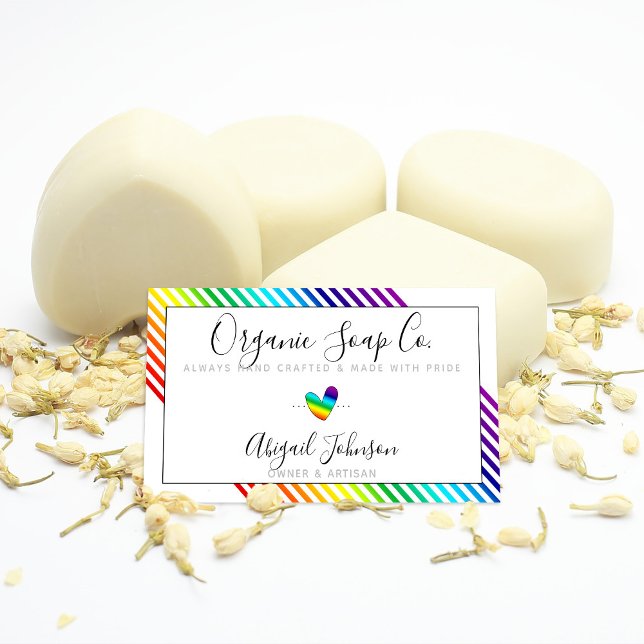 Carte De Visite LGBTQ Artisan Petite entreprise Arc-en-ciel rayure (Créateur téléchargé)