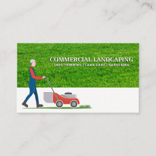 Carte De Visite L'Homme Mowing Lawn   Herbe coupante