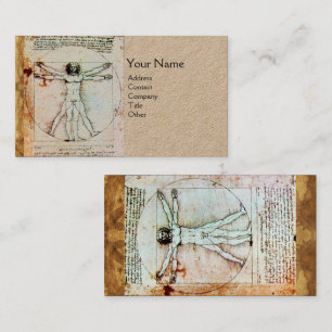 Carte De Visite L'HOMME VITRUVIEN Antique Parchment Kraft