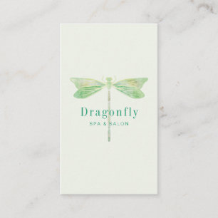 Carte De Visite Libellule verte élégante d'aquarelle