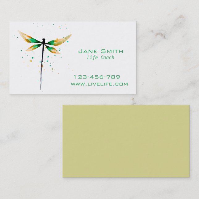 Carte De Visite Libre-libellule de bien-être de Life Coach (Devant / Derrière)