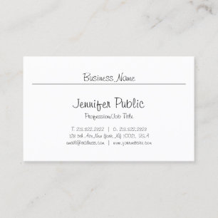 Carte De Visite Libre main Script Chic Moderne Minimaliste Plain T
