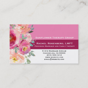 Carte De Visite Licence LMFT Mariage et thérapeute de famille rose