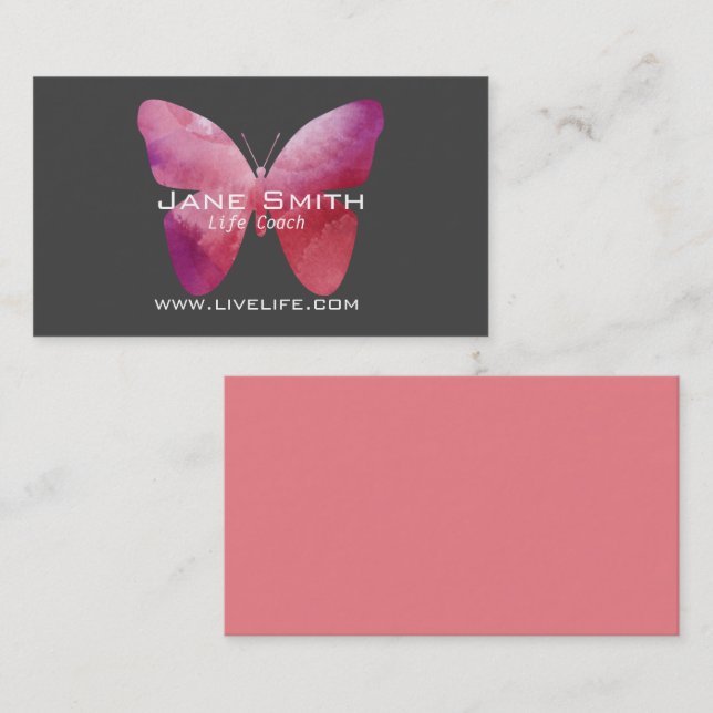 Carte De Visite Life Coach bien-être papillon freelance (Devant / Derrière)
